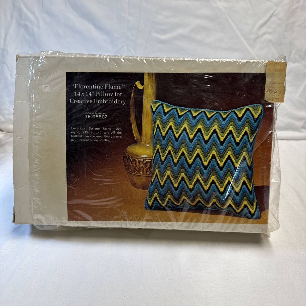 Creative Expressions Florentine Flame 14x14 Pillow Embroidery Kit Vintage